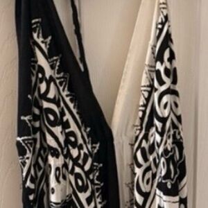 Advance Apparels Black and White Paisley Halter Dress